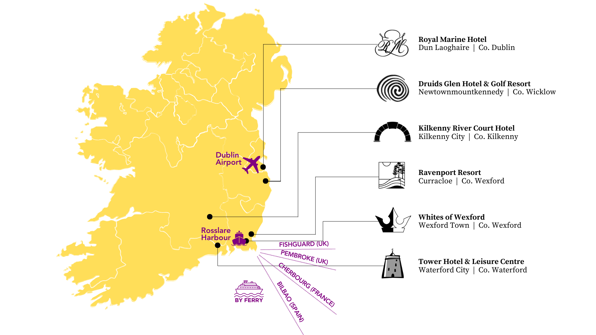neville hotels map of ireland
